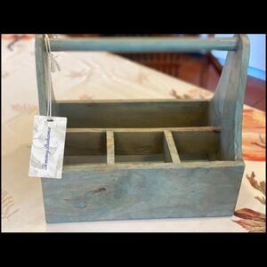 Tommy Bahama Distressed Aqua Wooden Caddy with Handle
